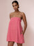 Damen Mini Kleid Spaghetti-Träger Baumwolle Leinen Freizeit 2