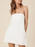 Damen Mini Kleid Spaghetti-Träger Baumwolle Leinen Freizeit 6