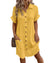 Damen Mini Kleid V-Ausschnitt Baumwolle Leinen für Sommerpartys und Freizeit 4