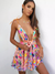 Damen Mini Kleid V-Ausschnitt Pailletten Floral 100% Polyester Sommerkleider 10