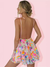 Damen Mini Kleid V-Ausschnitt Pailletten Floral 100% Polyester Sommerkleider 3