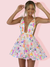 Damen Mini Kleid V-Ausschnitt Pailletten Floral 100% Polyester Sommerkleider 7