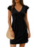 Damen Mini Kleid V-Ausschnitt Rüschenshulter 0