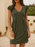 Damen Mini Kleid V-Ausschnitt Rüschenshulter 11