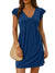 Damen Mini Kleid V-Ausschnitt Rüschenshulter 4