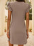 Damen Mini Kleid V-Ausschnitt Rüschenshulter 8