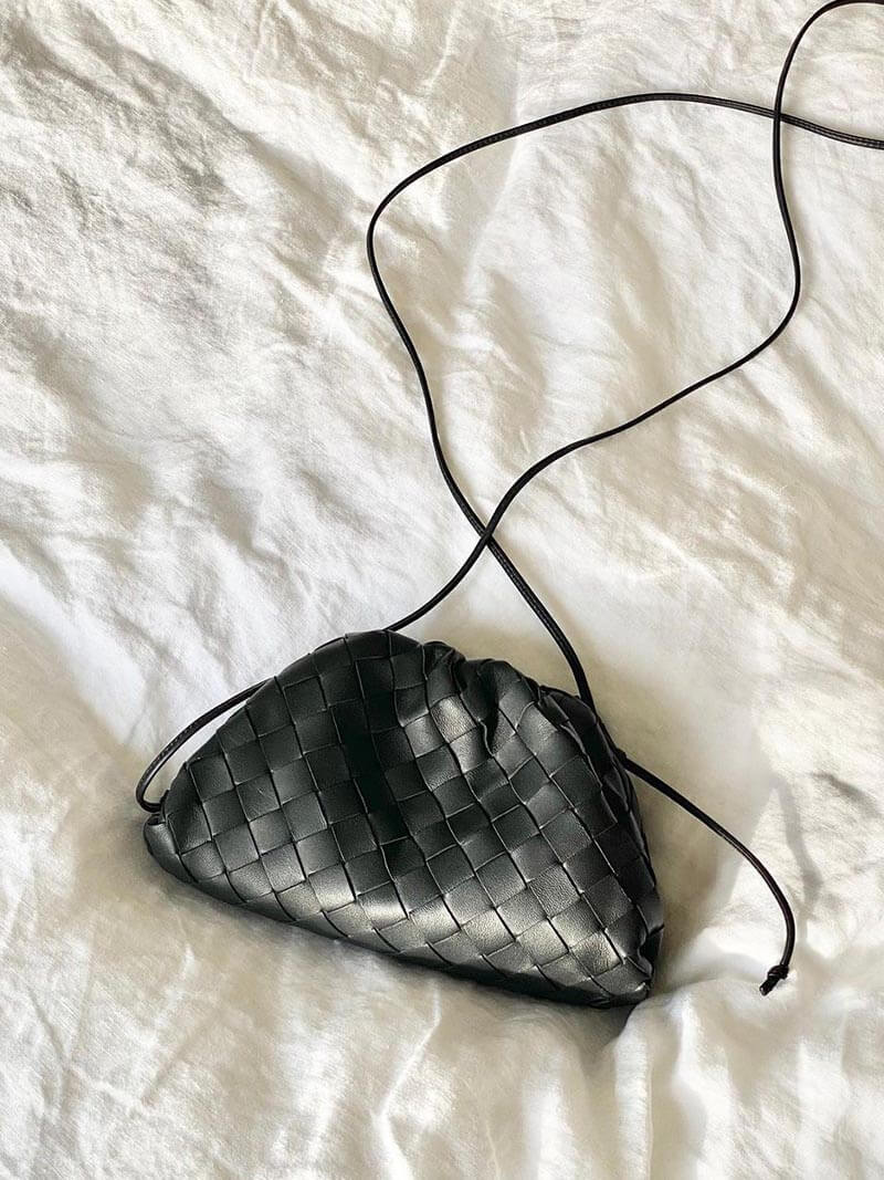 Damen Mini Tasche Geflochtenes Vegan Leder 2