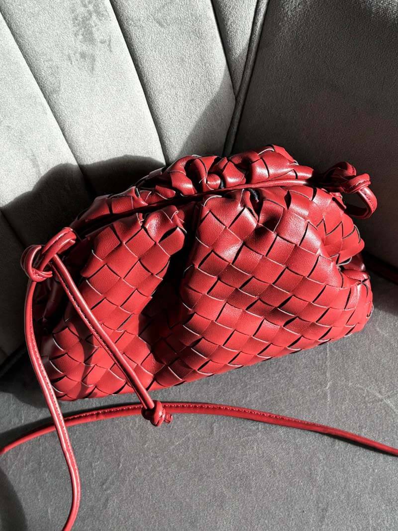 Damen Mini Tasche Geflochtenes Vegan Leder 8