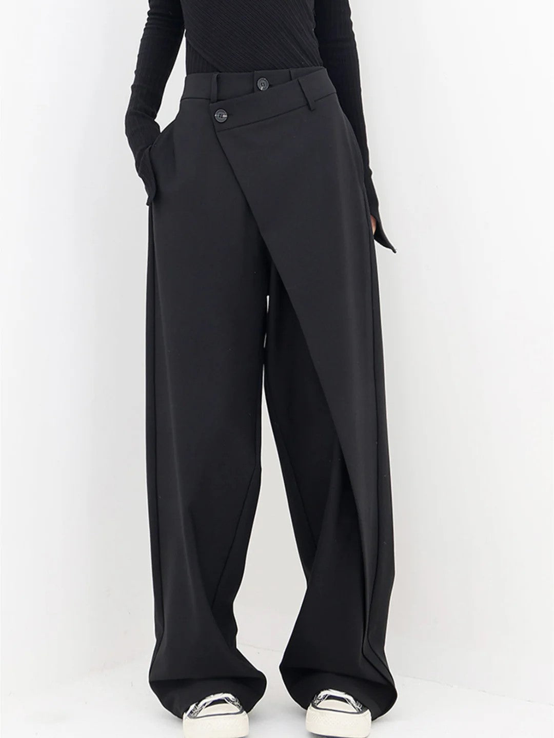 Damen Modern Fit Hose mit asymmetrischem Bund 1