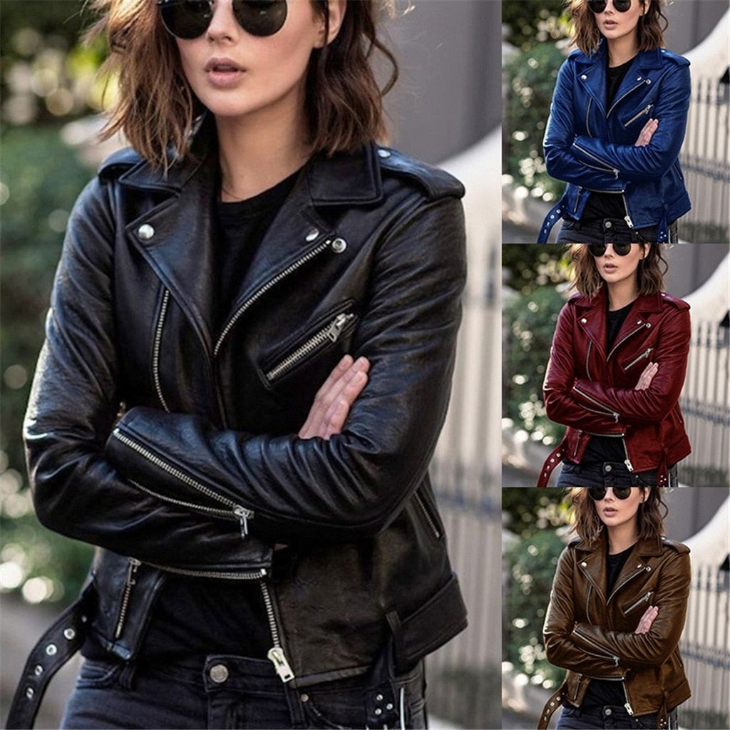 Damen Motorradjacke mit asymmetrischem Reißverschluss 0