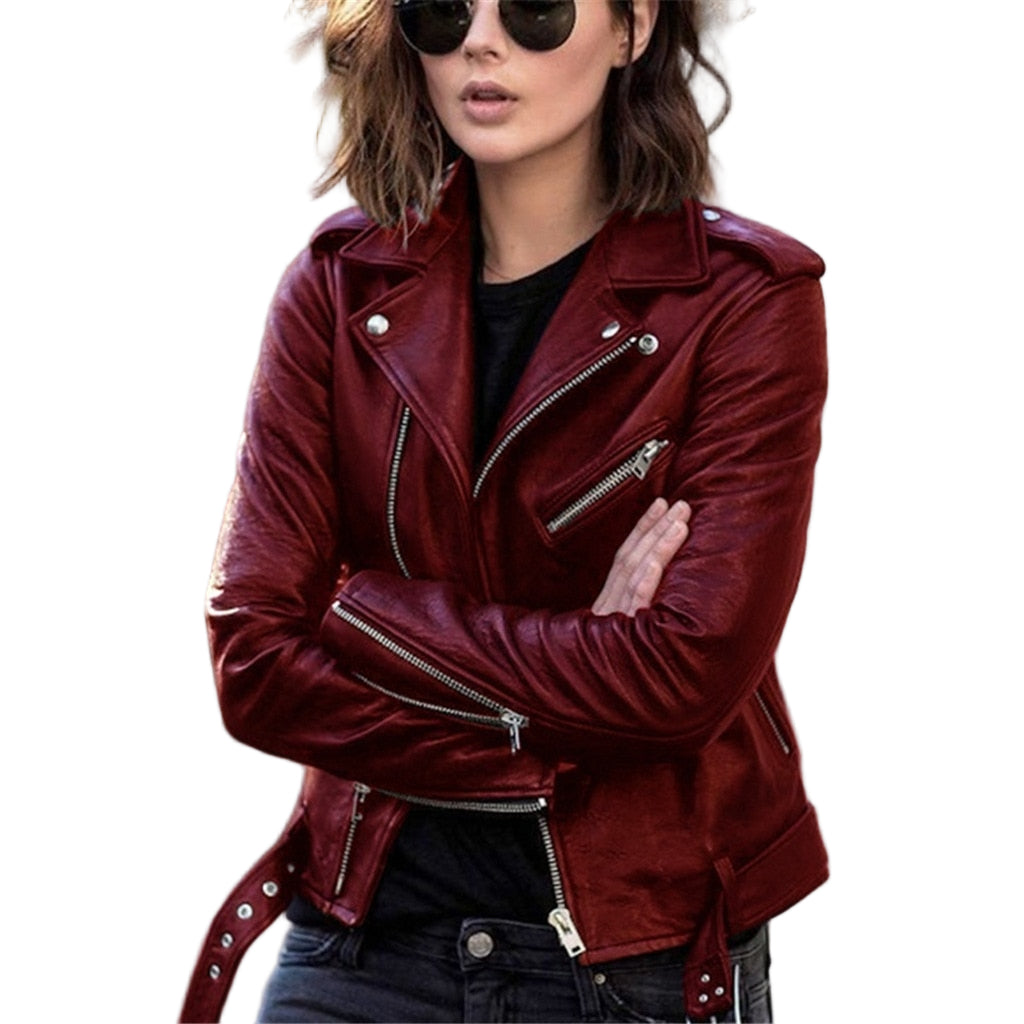 Damen Motorradjacke mit asymmetrischem Reißverschluss 1