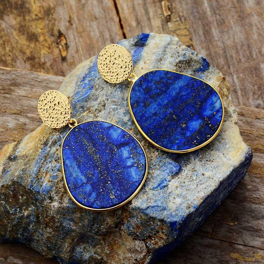 Damen Ohrringe Celestial Design mit Lapislazuli und Goldakzenten 0