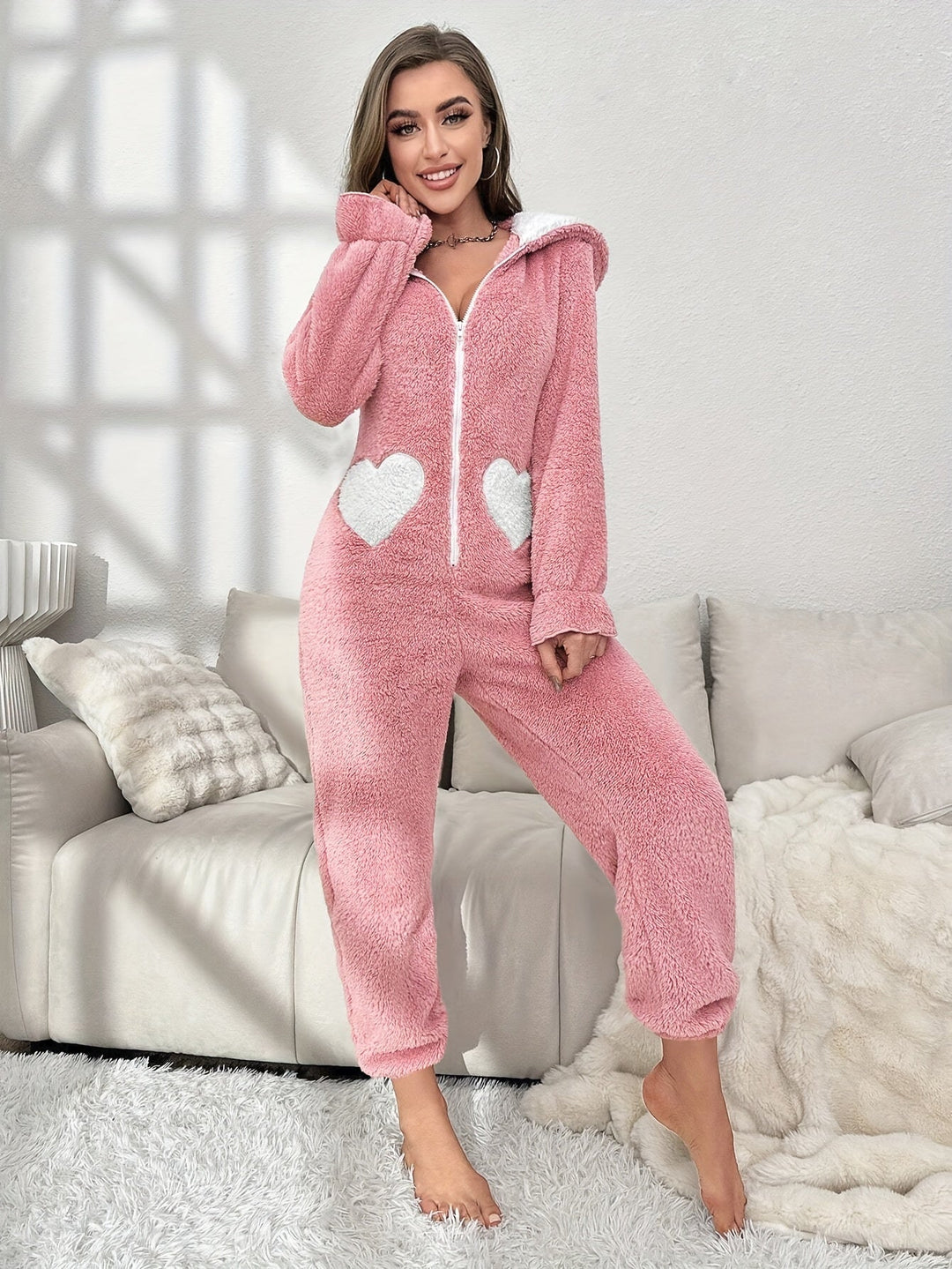 Damen Onesie mit Kapuze für Herbst und Winter 4