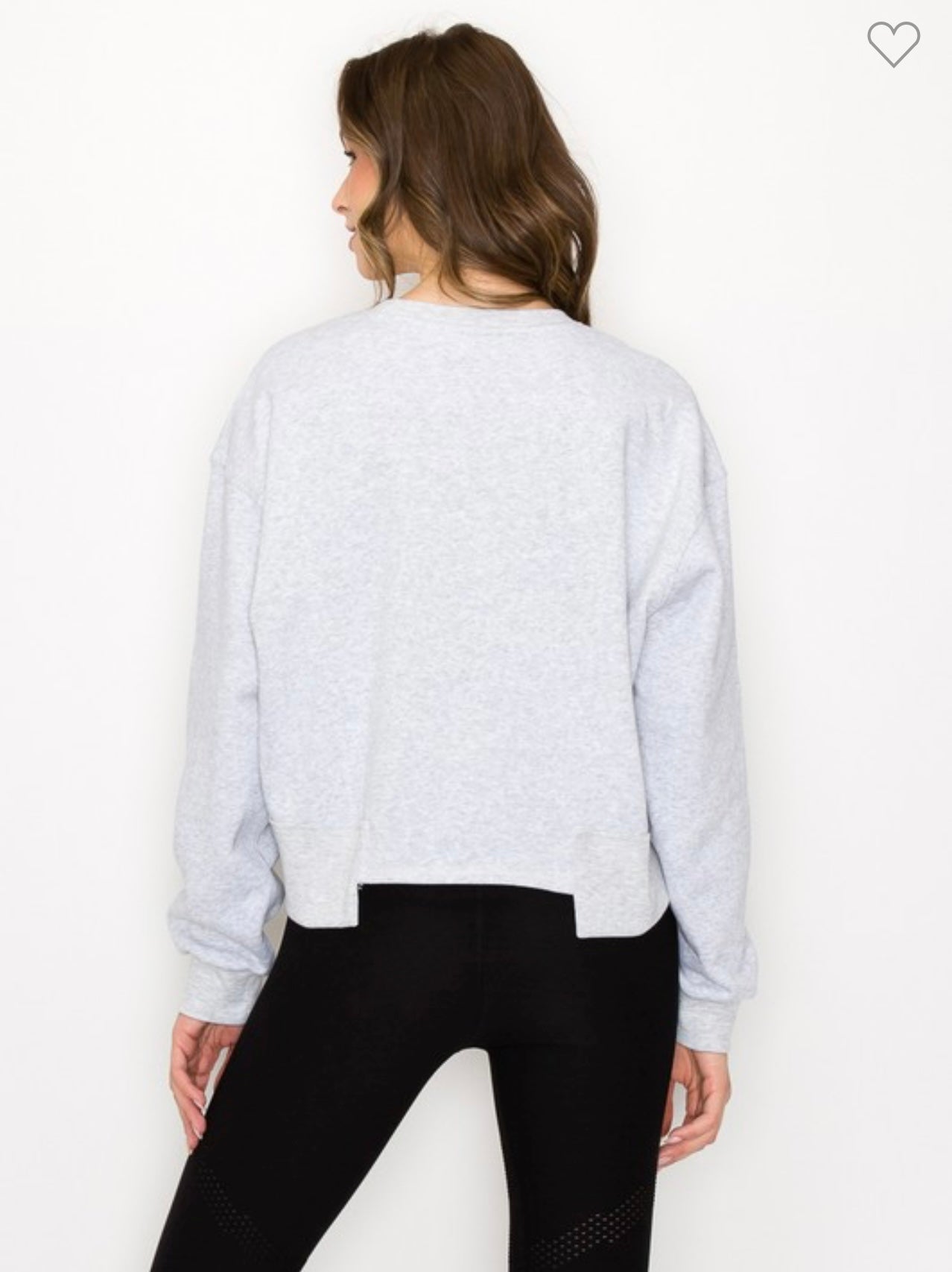 Damen Oversized Cropped Sweatshirt Grau 1