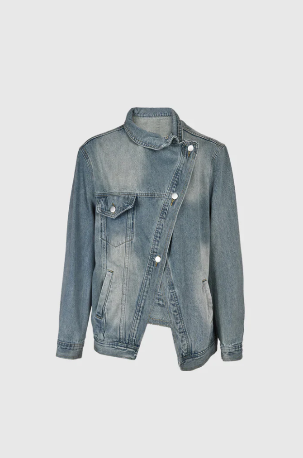 Damen Oversized Jeansjacke mit asymmetrischem Design 5
