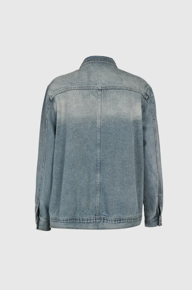 Damen Oversized Jeansjacke mit asymmetrischem Design 6