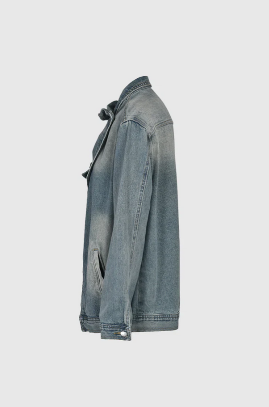 Damen Oversized Jeansjacke mit asymmetrischem Design 7