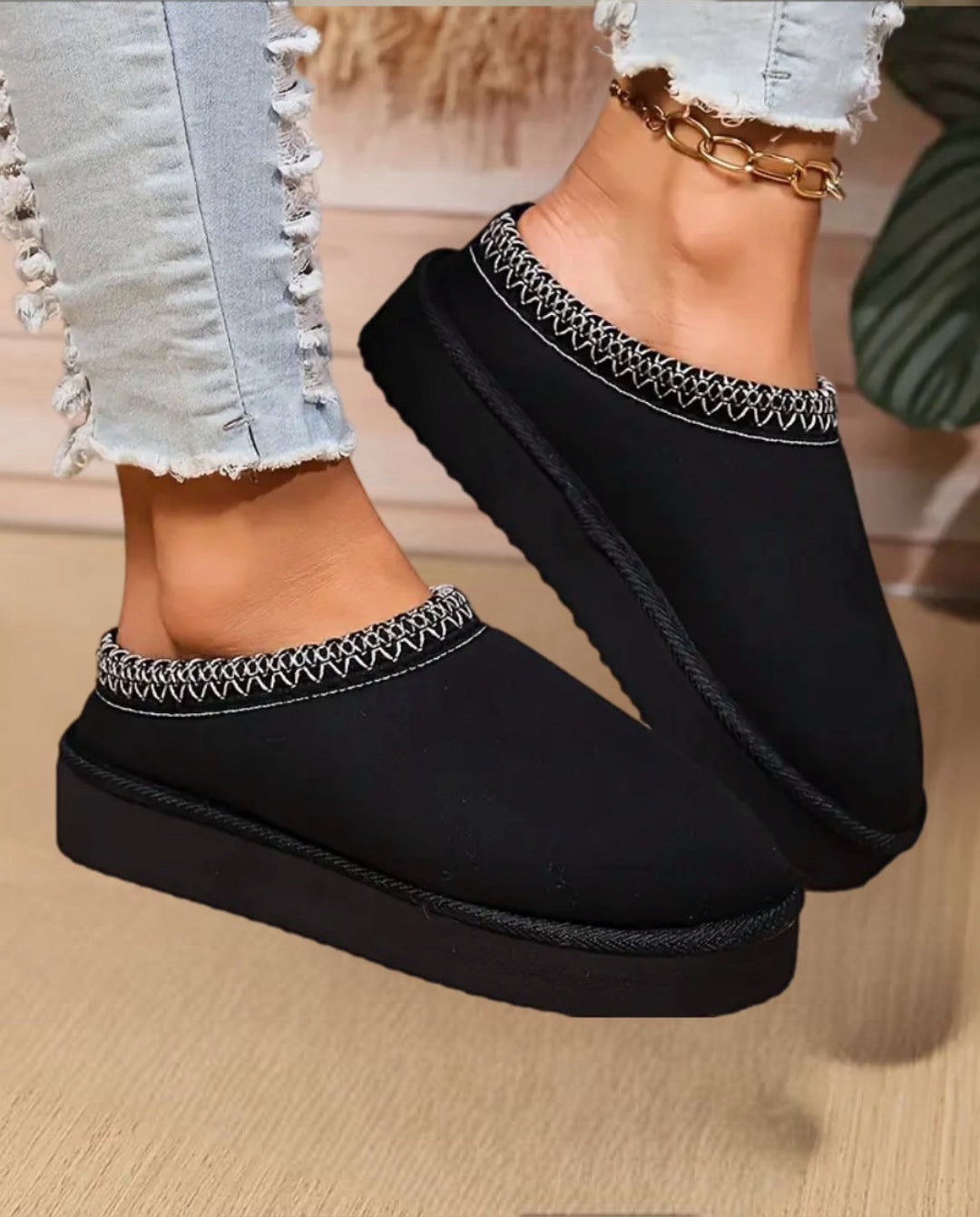 Damen Pantoffeln Winter Bequem mit Rutschfester Sohle 1