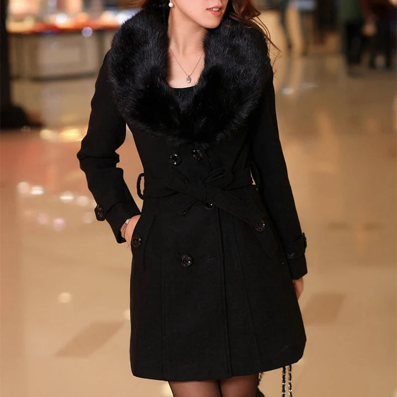 Damen Pelzmantel Luxus Stil 13