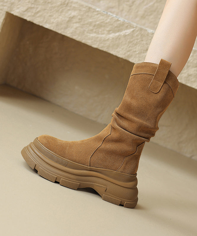 Damen Plateau Stiefel mit Spleiß-Design 8 cm Absatz 2