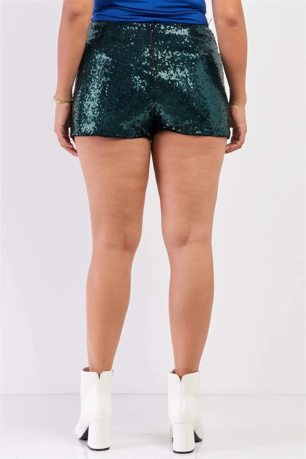 Damen Plus Size Mini Shorts mit Glitzer und Hoher Taille 5