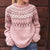 Damen Pullover Rundhals Farbblock Strickpullover 2