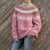 Damen Pullover Rundhals Farbblock Strickpullover 8