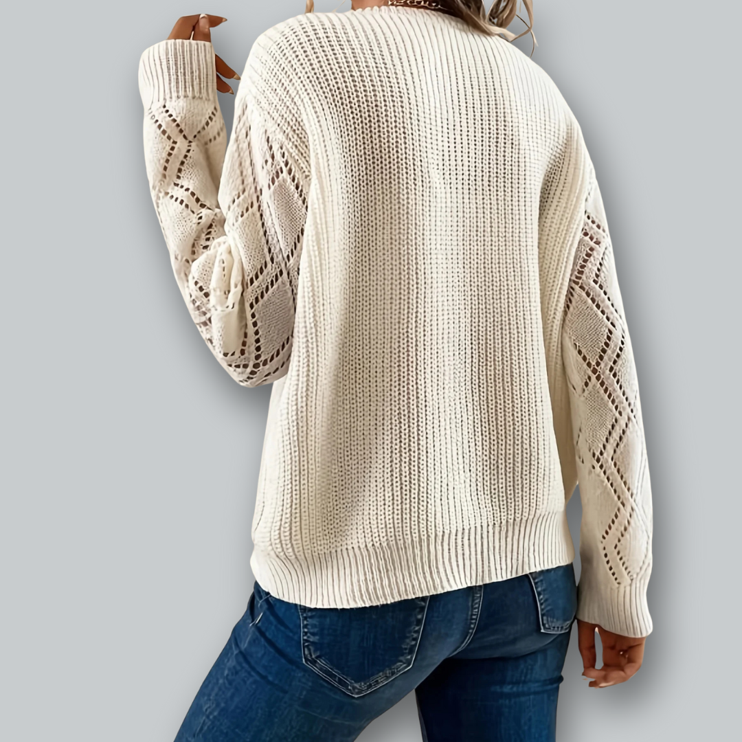 Damen Pullover V-Ausschnitt Strickmuster 3