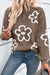 Damen Pullover mit Blumenmuster und halbem Reißverschluss 4