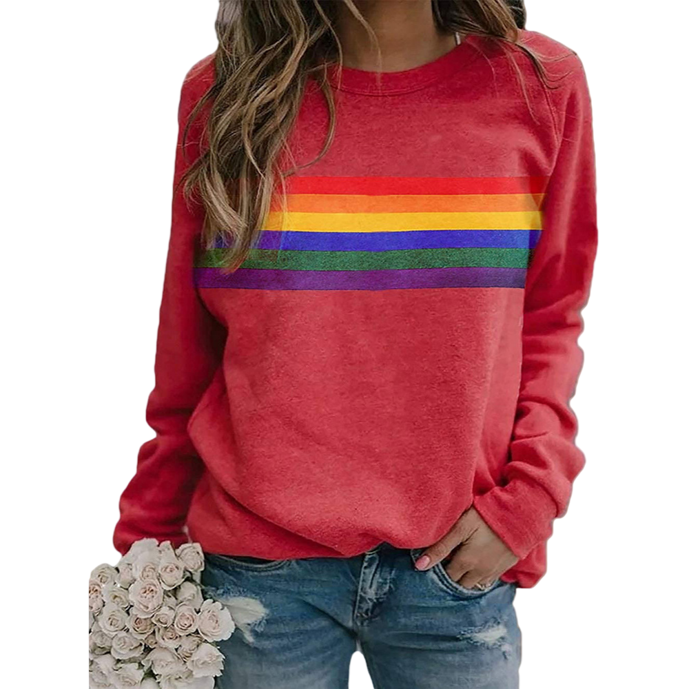 Damen Pullover mit Regenbogenmuster im Vintage-Stil 0