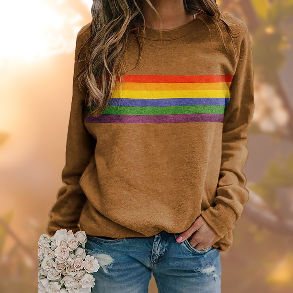 Damen Pullover mit Regenbogenmuster im Vintage-Stil 1