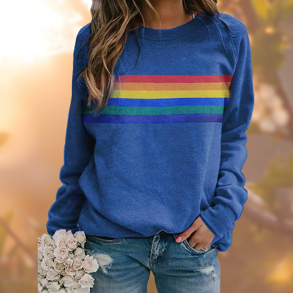 Damen Pullover mit Regenbogenmuster im Vintage-Stil 2