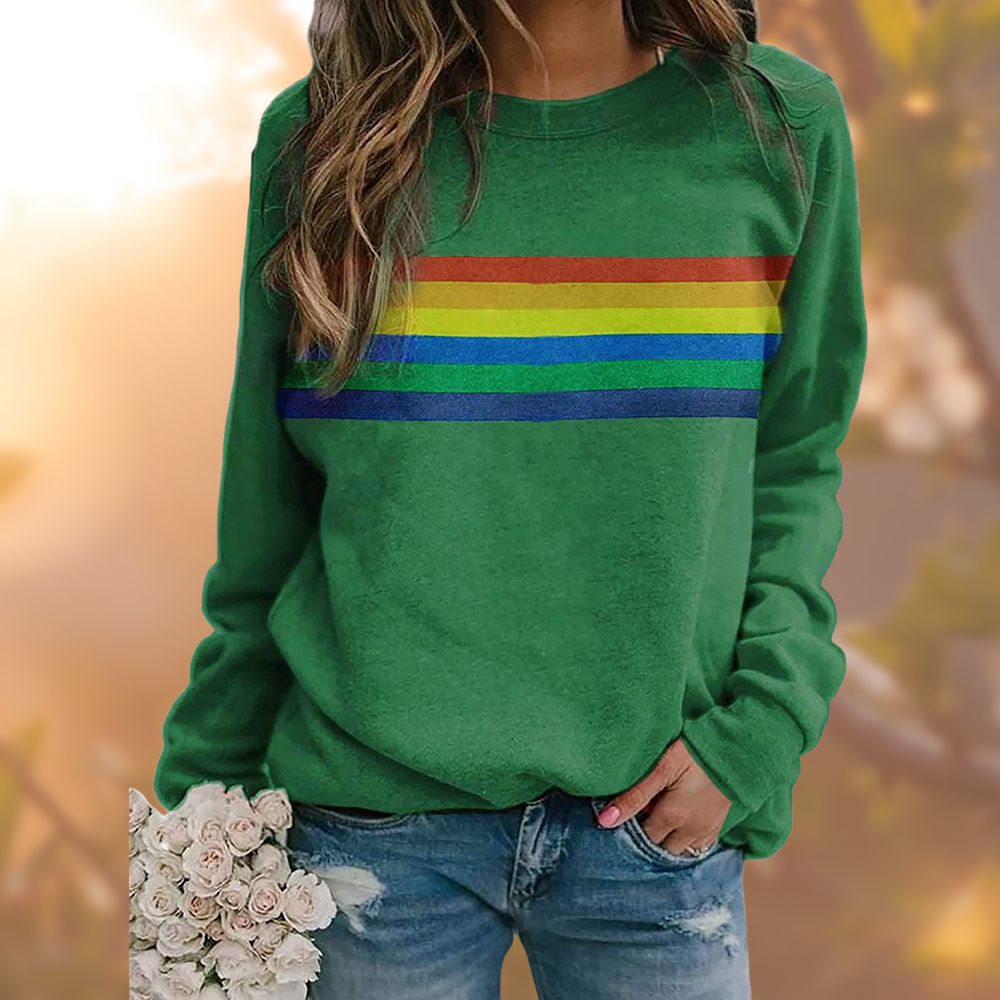 Damen Pullover mit Regenbogenmuster im Vintage-Stil 3