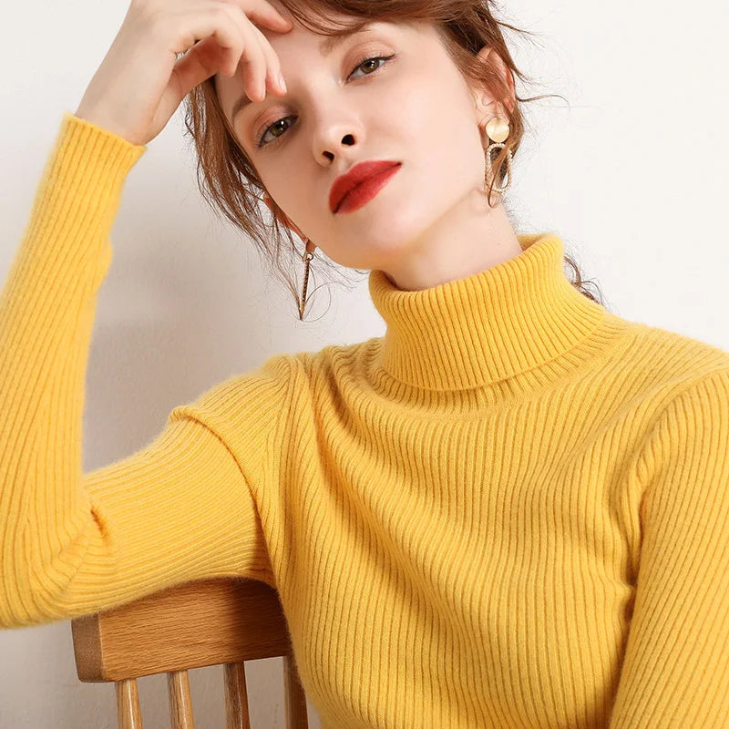 Damen Pullover mit Rollkragen Strick Cashmere für Herbst und Winter 15