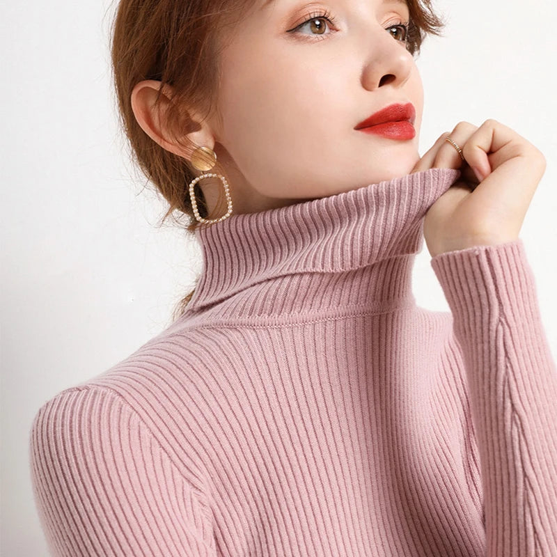 Damen Pullover mit Rollkragen Strick Cashmere für Herbst und Winter 19