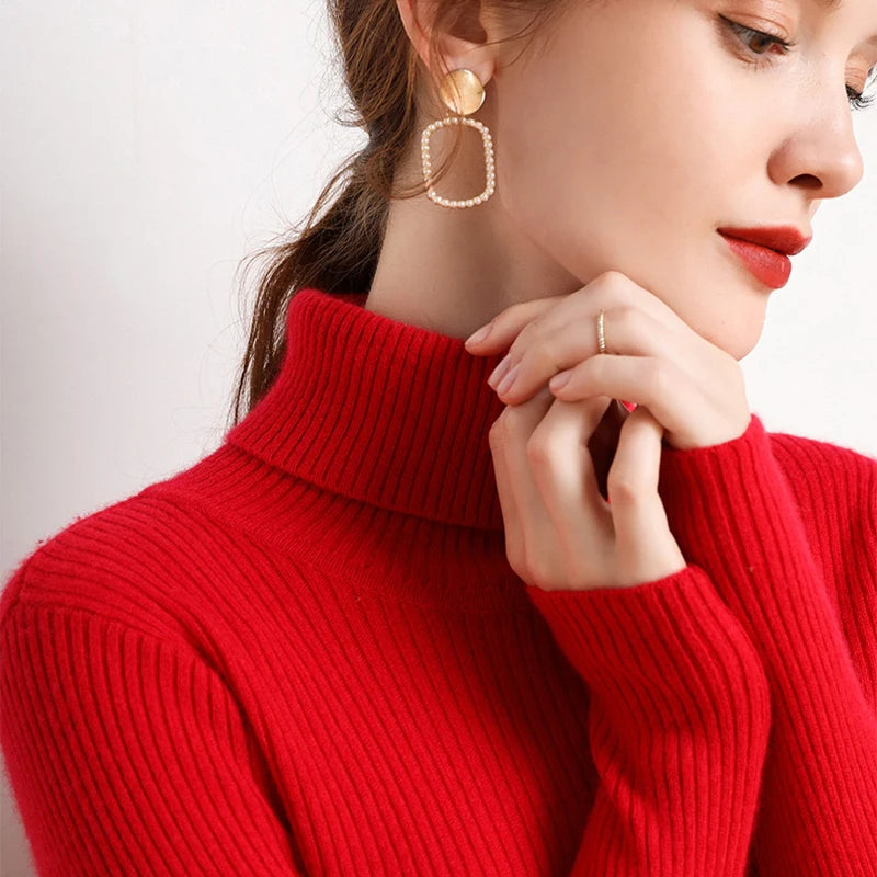 Damen Pullover mit Rollkragen Strick Cashmere für Herbst und Winter 21