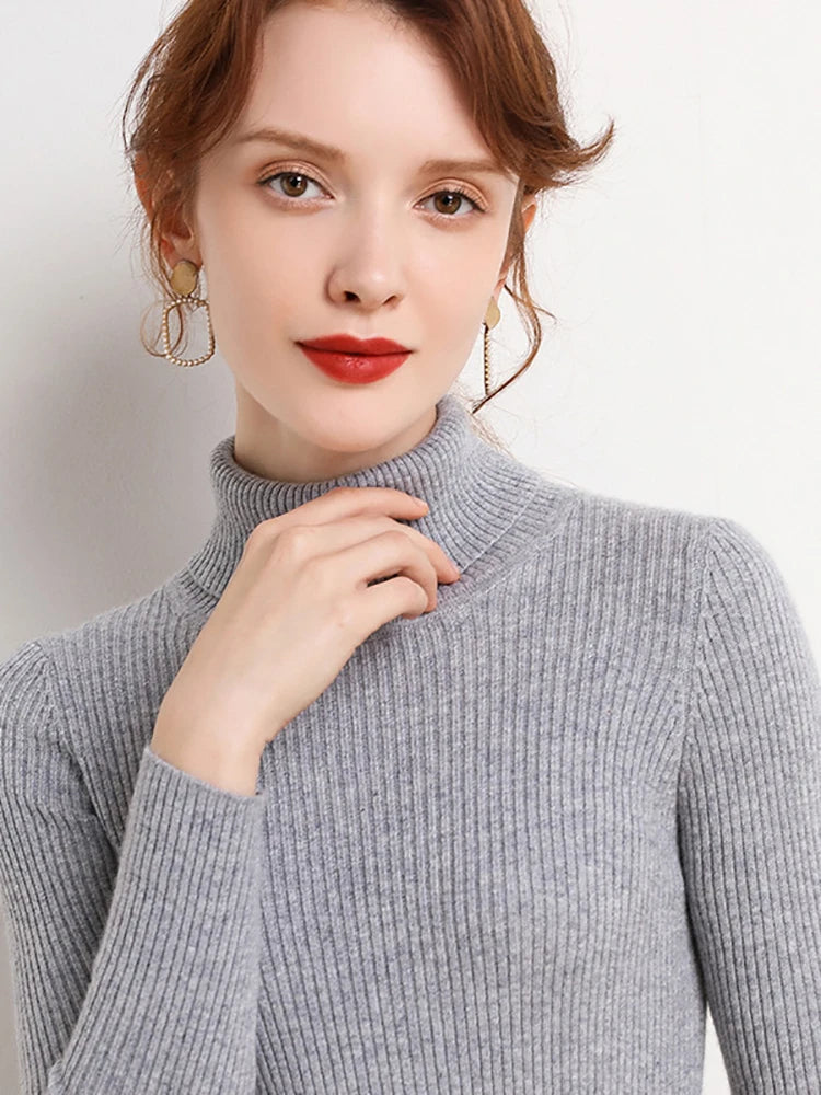 Damen Pullover mit Rollkragen Strick Cashmere für Herbst und Winter 24