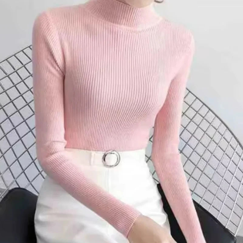 Damen Pullover mit Stehkragen Vintage Strick Basic 7