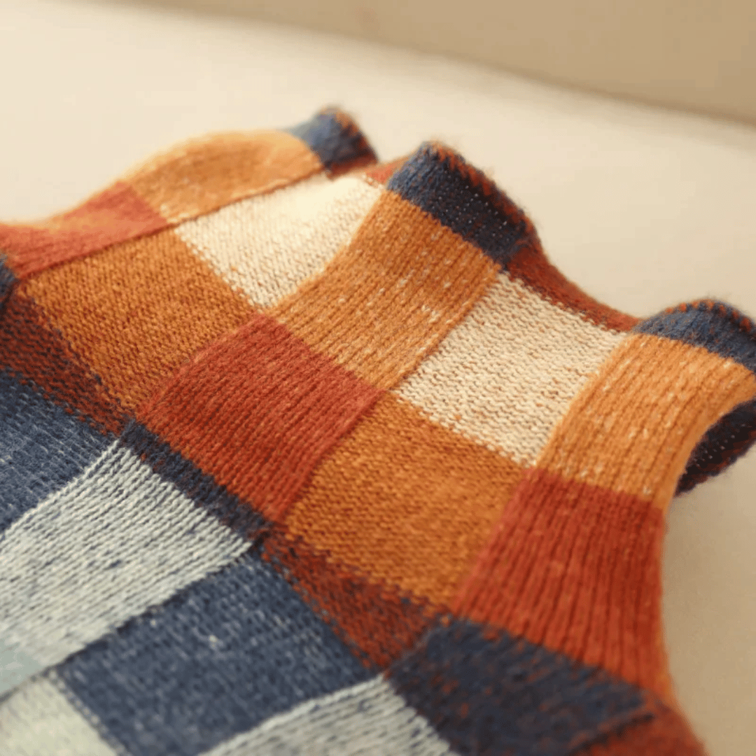 Damen Pullover mit Stehkragen und Patchwork-Design 4