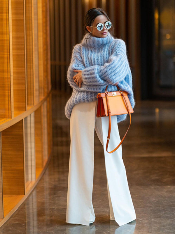 Damen Pullover mit langen Ärmeln und flauschigem Design 5