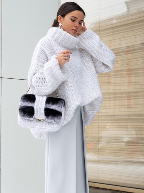 Damen Pullover mit langen Ärmeln und flauschigem Design 9
