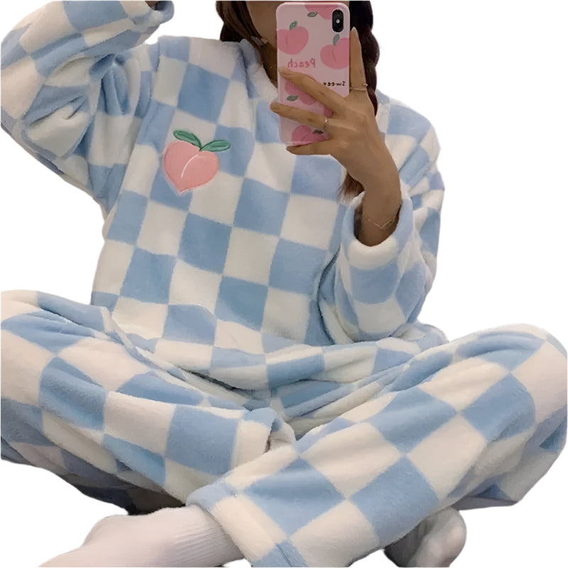 Damen Pyjama Set Bequem Baumwolle 0