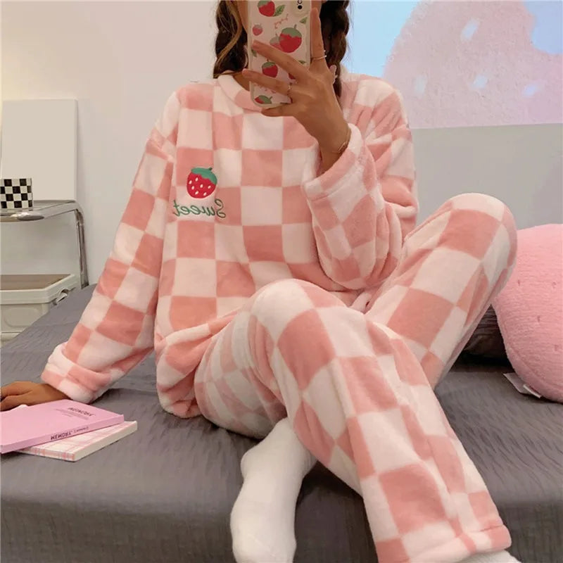 Damen Pyjama Set Bequem Baumwolle 4