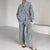 Damen Pyjama Set Lässiger Zweiteiliger Schlafanzug mit Wickelbluse und Weiten Hose aus leichtem Material 8