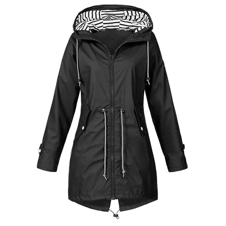 Damen Regenjacke mit verstellbarem Bund und praktischen Taschen 0