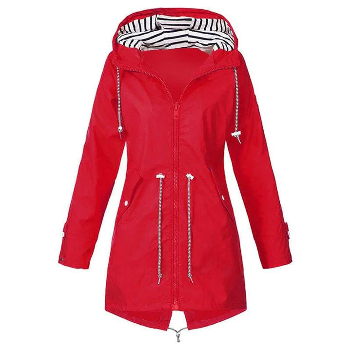 Damen Regenjacke mit verstellbarem Bund und praktischen Taschen 1