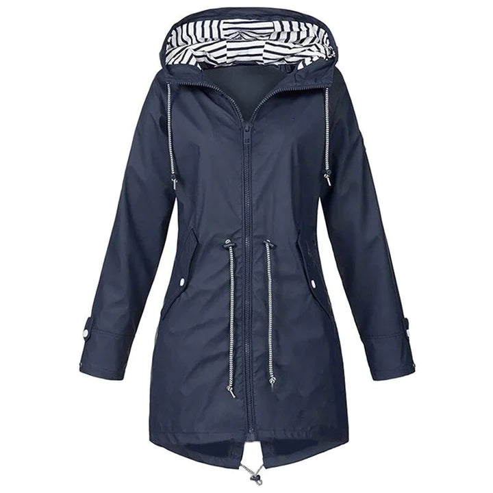 Damen Regenjacke mit verstellbarem Bund und praktischen Taschen 2