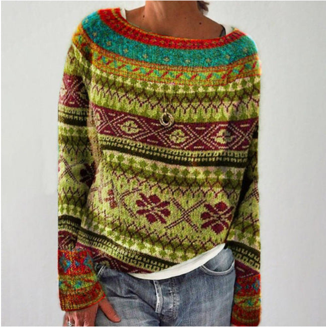 Damen Retro-Pullover Klassischer Stil Strickmaterial 2