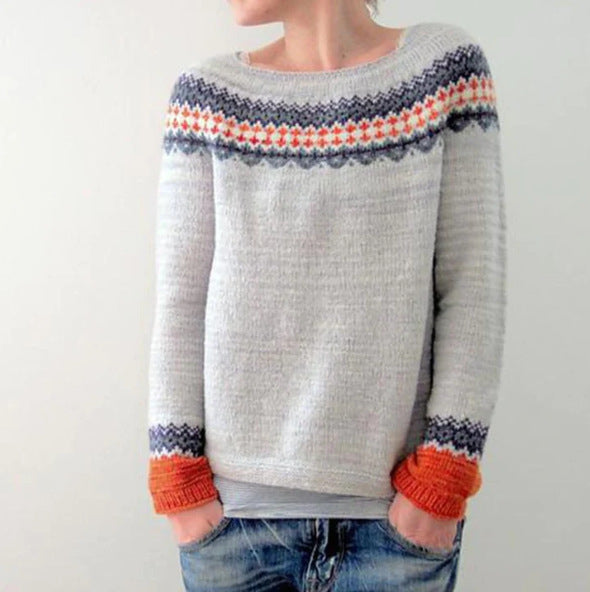 Damen Retro-Pullover Klassischer Stil Strickmaterial 3