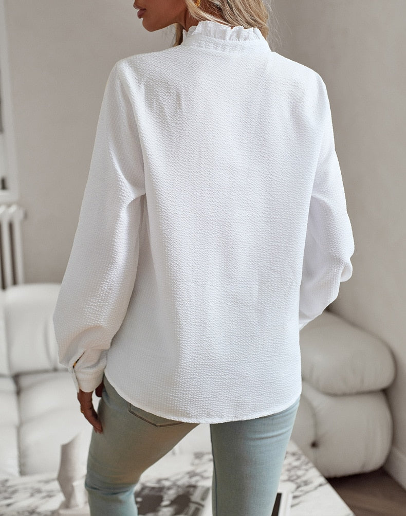Damen Rüschenshirt mit langen Ärmeln aus weichem Stoff 3